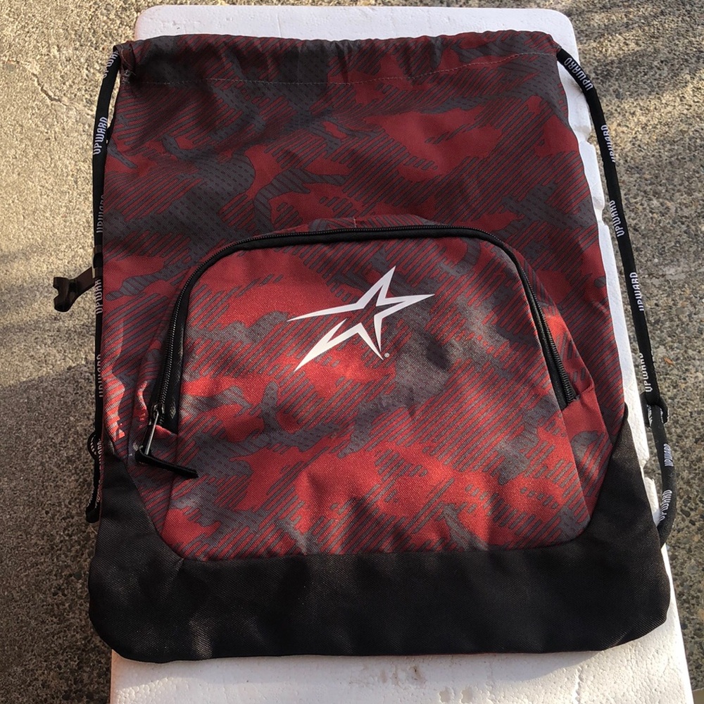 Upward Red and Black Drawstring Bag Size 18”x13 1/2”